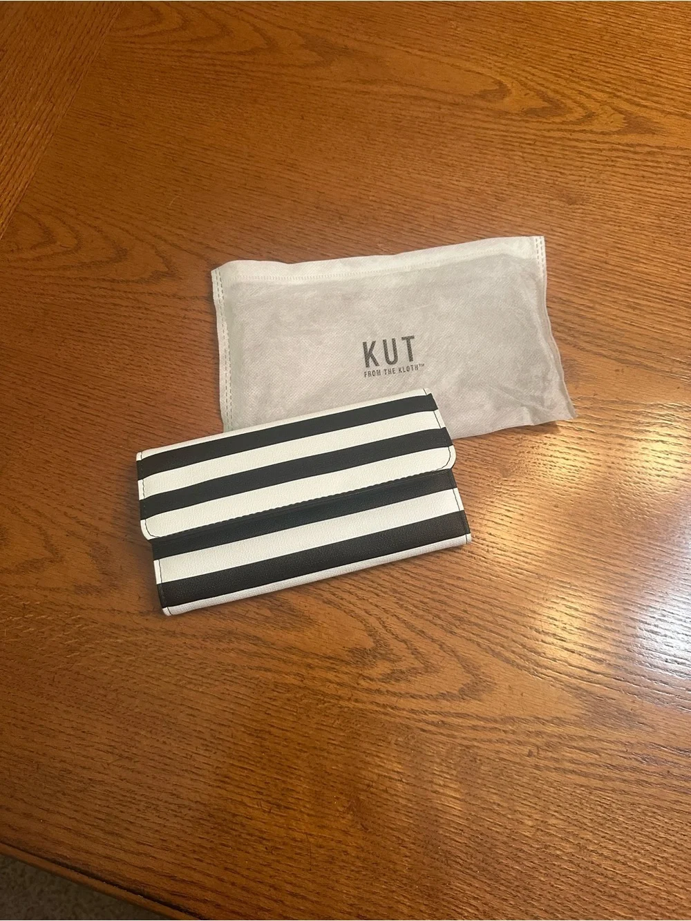 Kut from the Kloth Black and White Striped Fold-Over Wallet BNWT